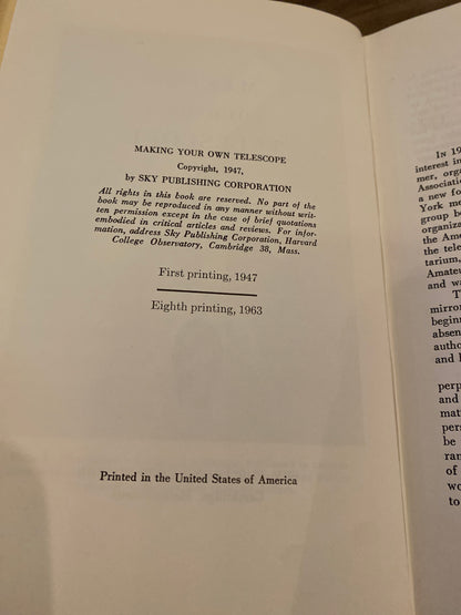 Making Your Own Telescope by Allyn J. Thompson