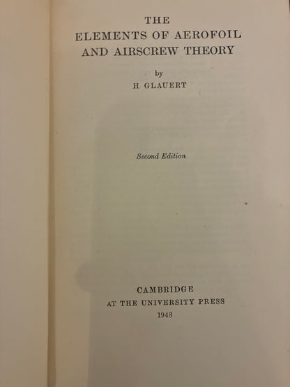 The Elements of Aerofoil & Airscrew Theory by H. Glauert