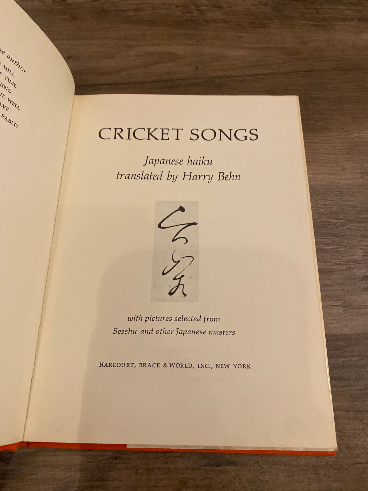 Cricket Songs translated by Harry Behn