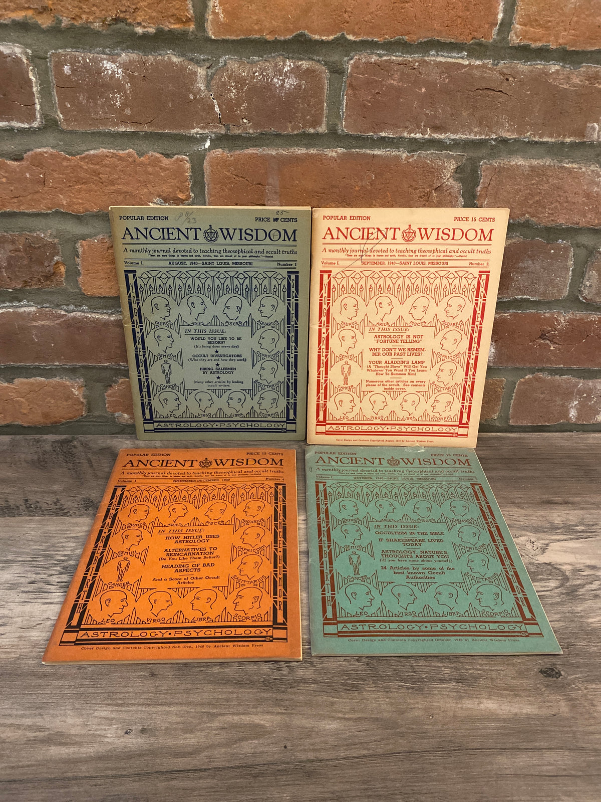 Ancient Wisdom by The Theosophical Society Of Saint Louis Vol. I, No. 1-4