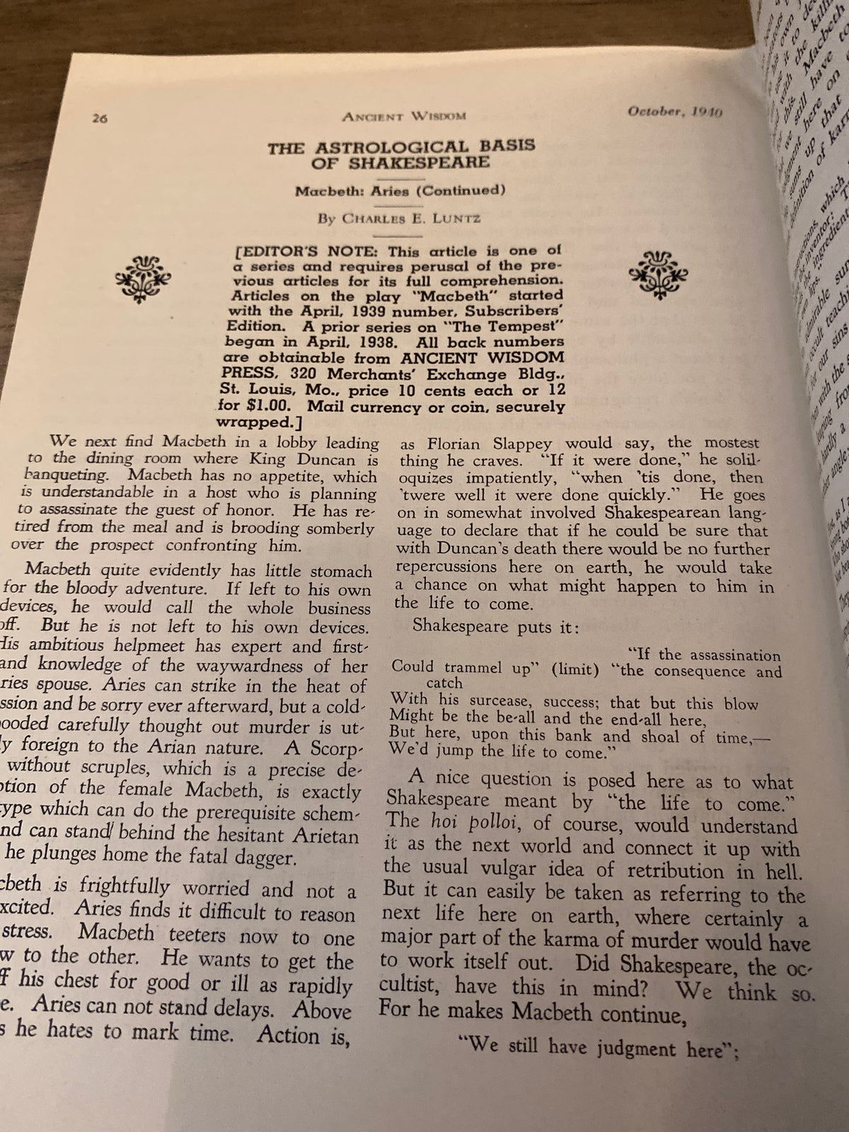 Ancient Wisdom by The Theosophical Society Of Saint Louis Vol. I, No. 1-4