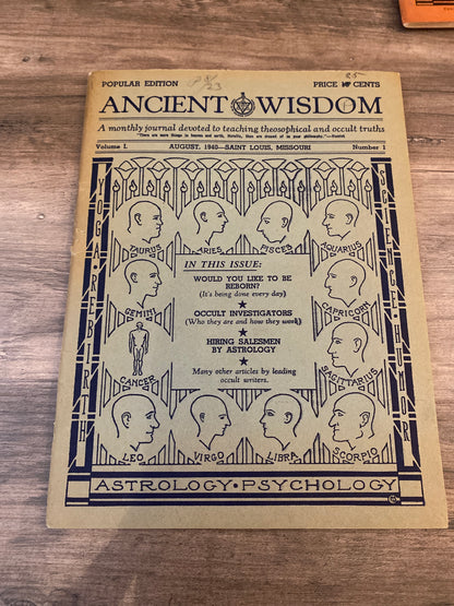 Ancient Wisdom by The Theosophical Society Of Saint Louis Vol. I, No. 1-4
