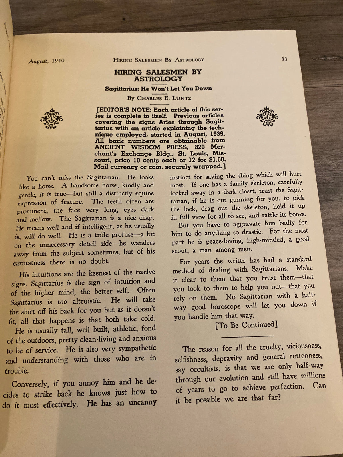 Ancient Wisdom by The Theosophical Society Of Saint Louis Vol. I, No. 1-4