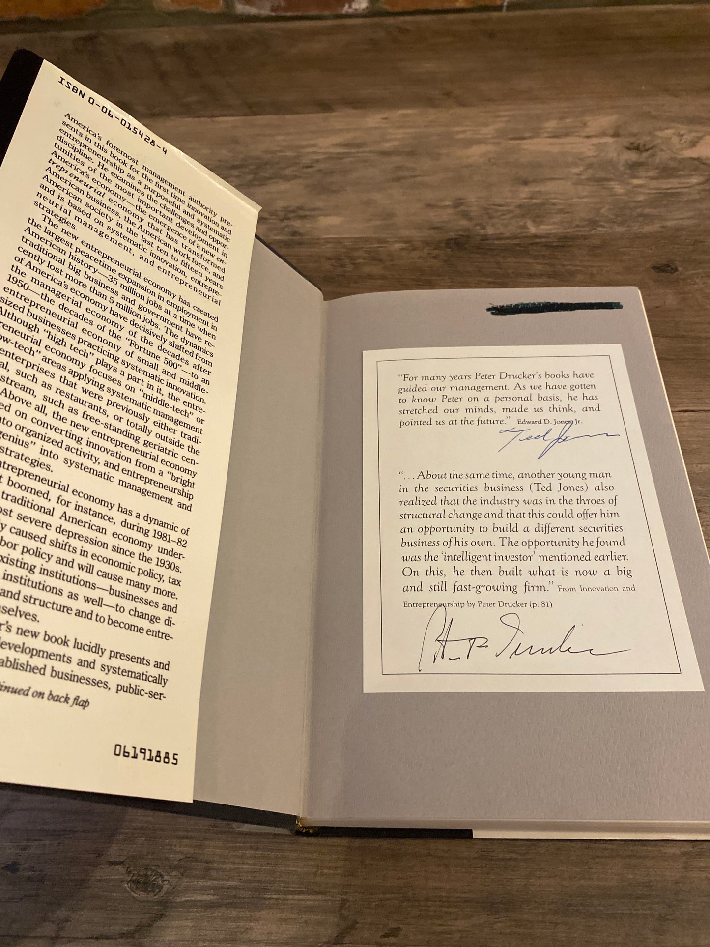 Innovation And Entrepreneurship by Peter F. Drucker, Signed