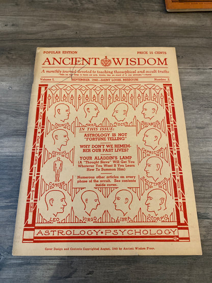 Ancient Wisdom by The Theosophical Society Of Saint Louis Vol. I, No. 1-4
