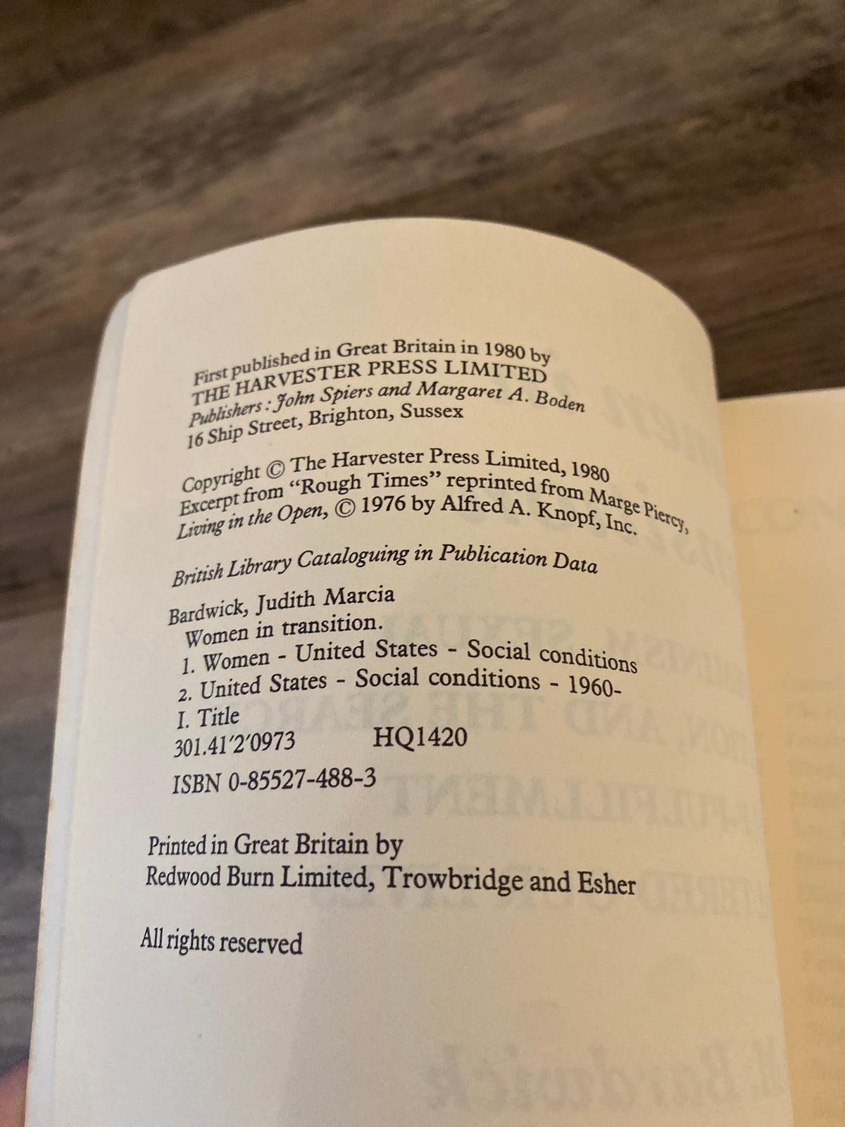 Women In Transition by Judith M. Bardwick